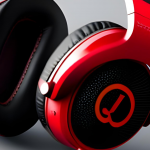 red and black over the ear headphones